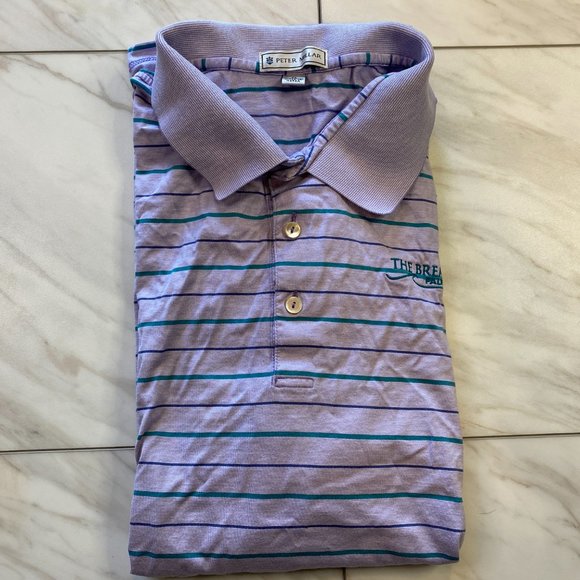 Peter Millar Cotton Purple Blue Green Stripe Golf Polo The Breakers XL - Picture 1 of 6